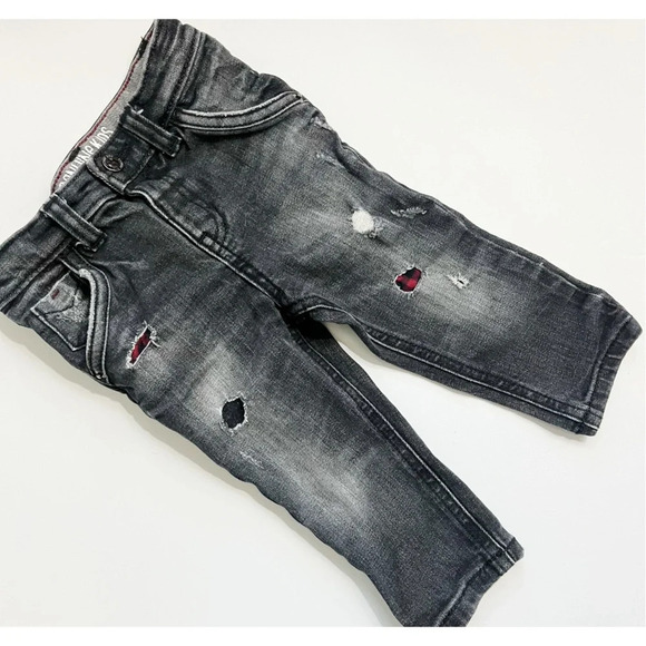 Oshkosh Genuine Kids • Distressed Black Skinny Plaid Patch Jeans - Picture 1 of 7